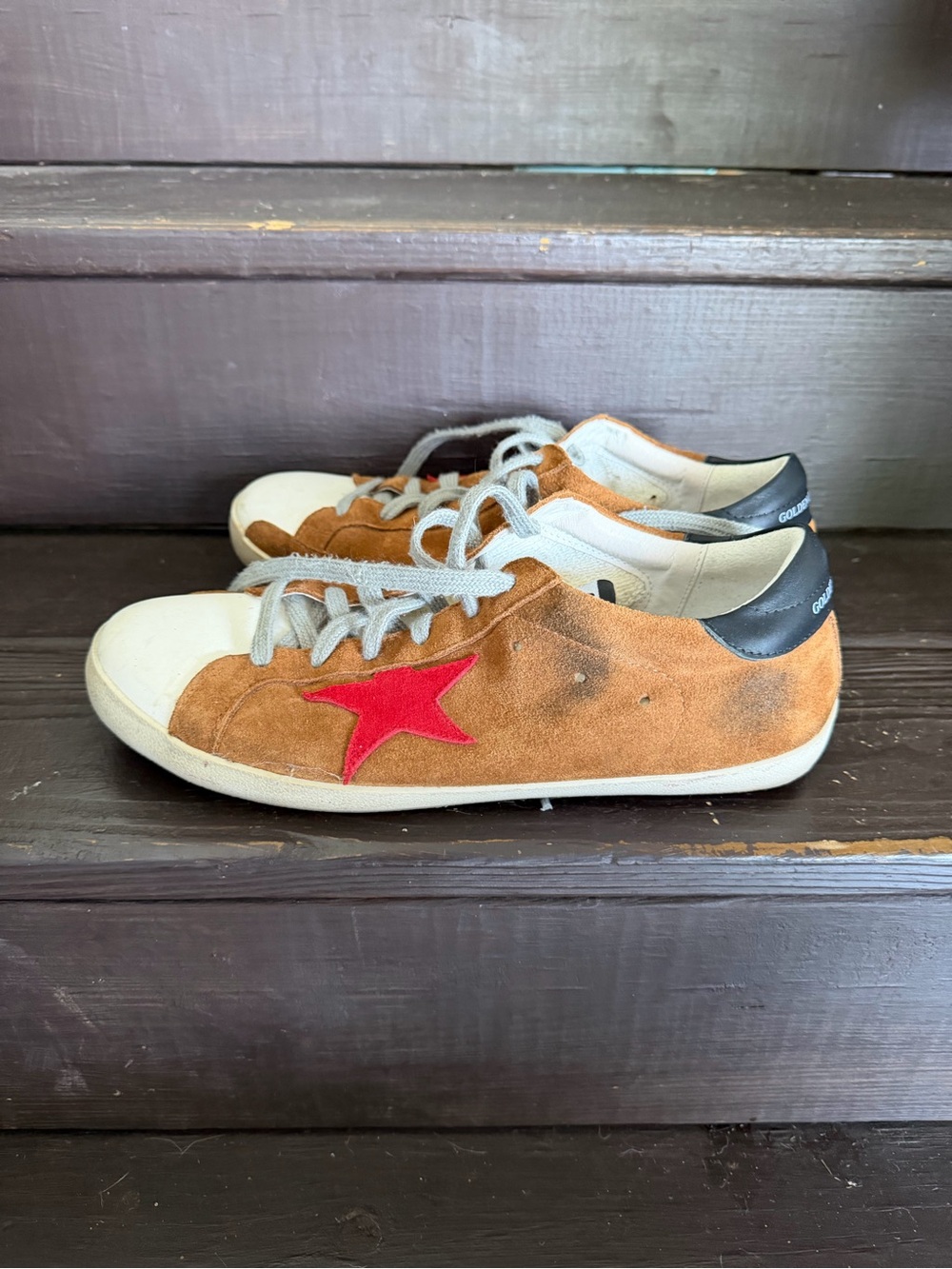Golden Goose Brown Suede Low-Top Sneakers with Black Heel Tab